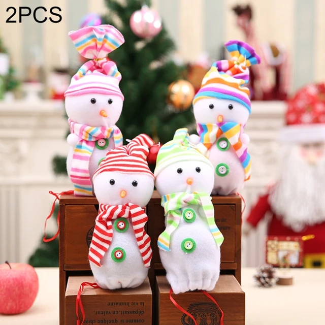 hot sale 2 pcs christmas eve snowman doll apple gift bag, random