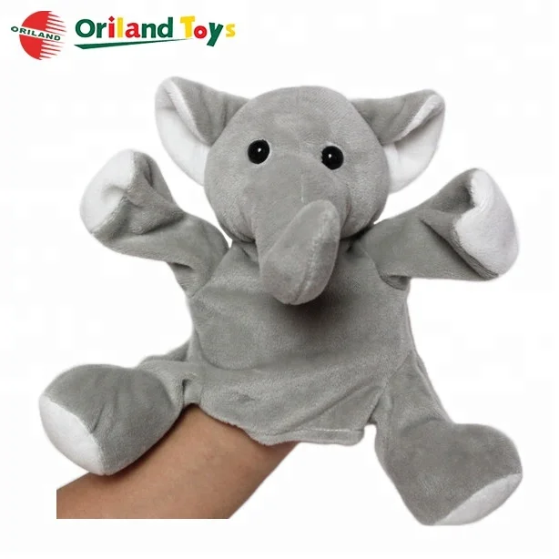 Lovely blue elephant calf soft plush stuffed toys hand puppet