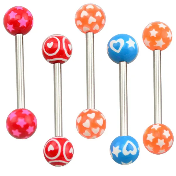 Wholesale Lots Different Mixed Styles 14G UV Tongue Ring Barbell Piercings