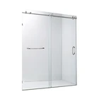 Large sliding barn glass bathroom shower doors