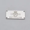 Factory supply 14*30mm zinc alloy material high polished silver metal badge/label for bag