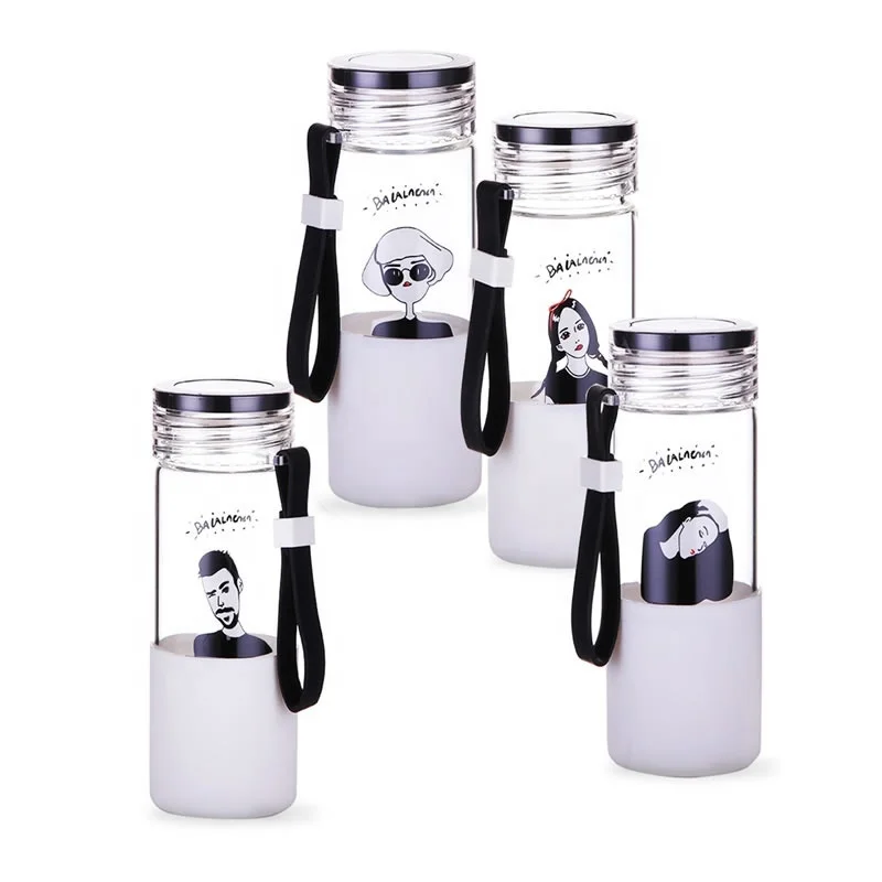 YiJia 500ml portable beverage glass water drinking bottle with handle, Transparent
YiJia 500ml portable beverage glass water drinking bottle with handle, Transparent