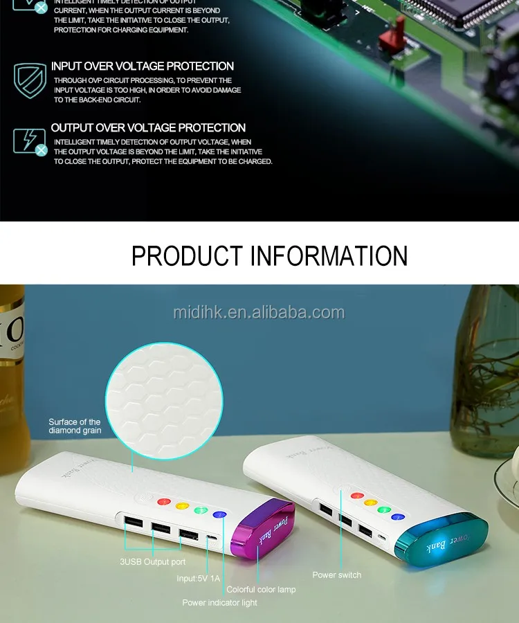 Cell phone accessories Shenzhen external battery mobile 16000 power bank with cable - ANKUX.COM