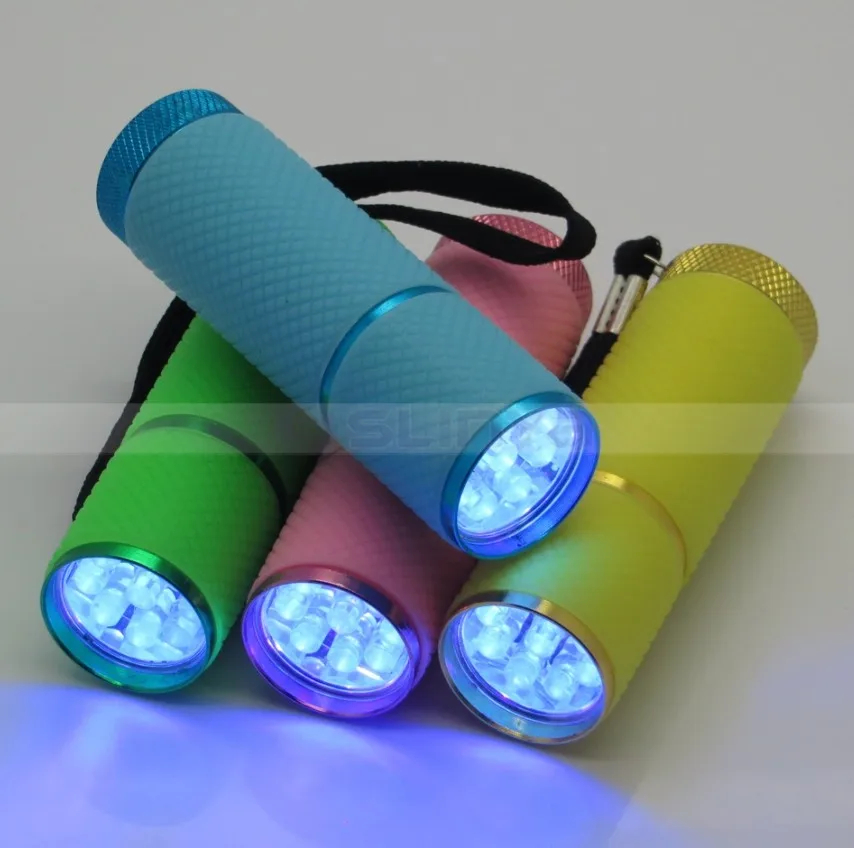 Color Gift Portable Silicon UV Blacklight Torch 9 LED Flashlight