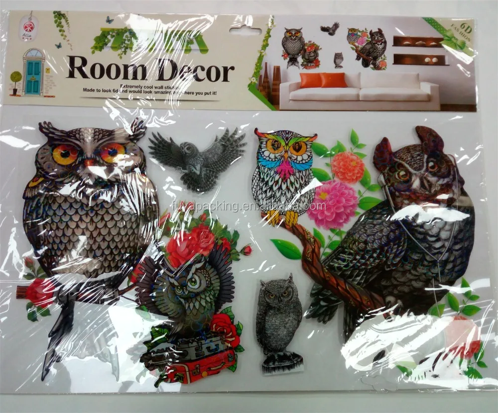 Hot selling cartoon PVC animal wall stickers cute owl wall sticker baby wall sticker kids nursery home decor
