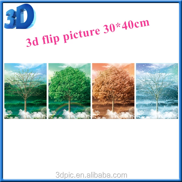 lenticular printing 3d four season picture 3d flip poster