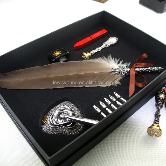 cut colorful feather calligraphy pen christmas wedding gift