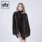 Fashion tassel decor knitting real mink fur shawreal fur shawl