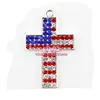 Best sell 4th of July Cross Pendant Crystal Rhinestone Pendant Necklace Charms