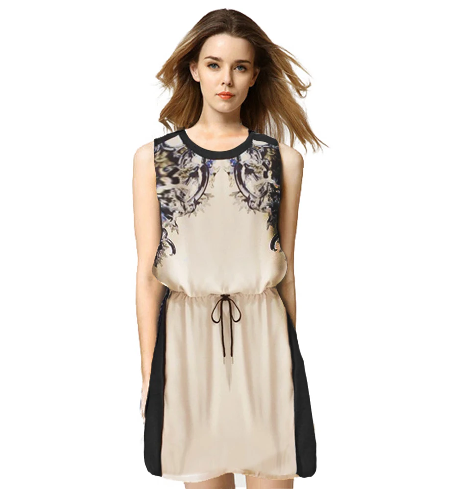 Women Summer Dress 2015 New Fashion Vestidos De Festa Casual Floral Sleeveless Party Cocktail Short Mini Dress