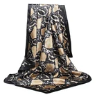 Women Fashion Custom Printed Polyester Satin Square Scarf