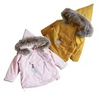 wholesale little girl jackets winter fur hooded solid stars baby coat outerwear kids clothing children clothes boutiques