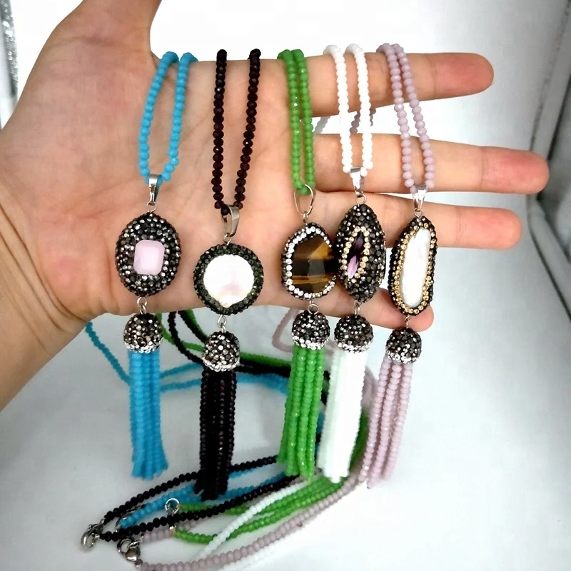 Hot new products baroque pendant handmade long crystal necklace crystal bead sari tassel jewelry pearl charm, Multi colors
Hot new products baroque pendant handmade long crystal necklace crystal bead sari tassel jewelry pearl charm, Multi colors