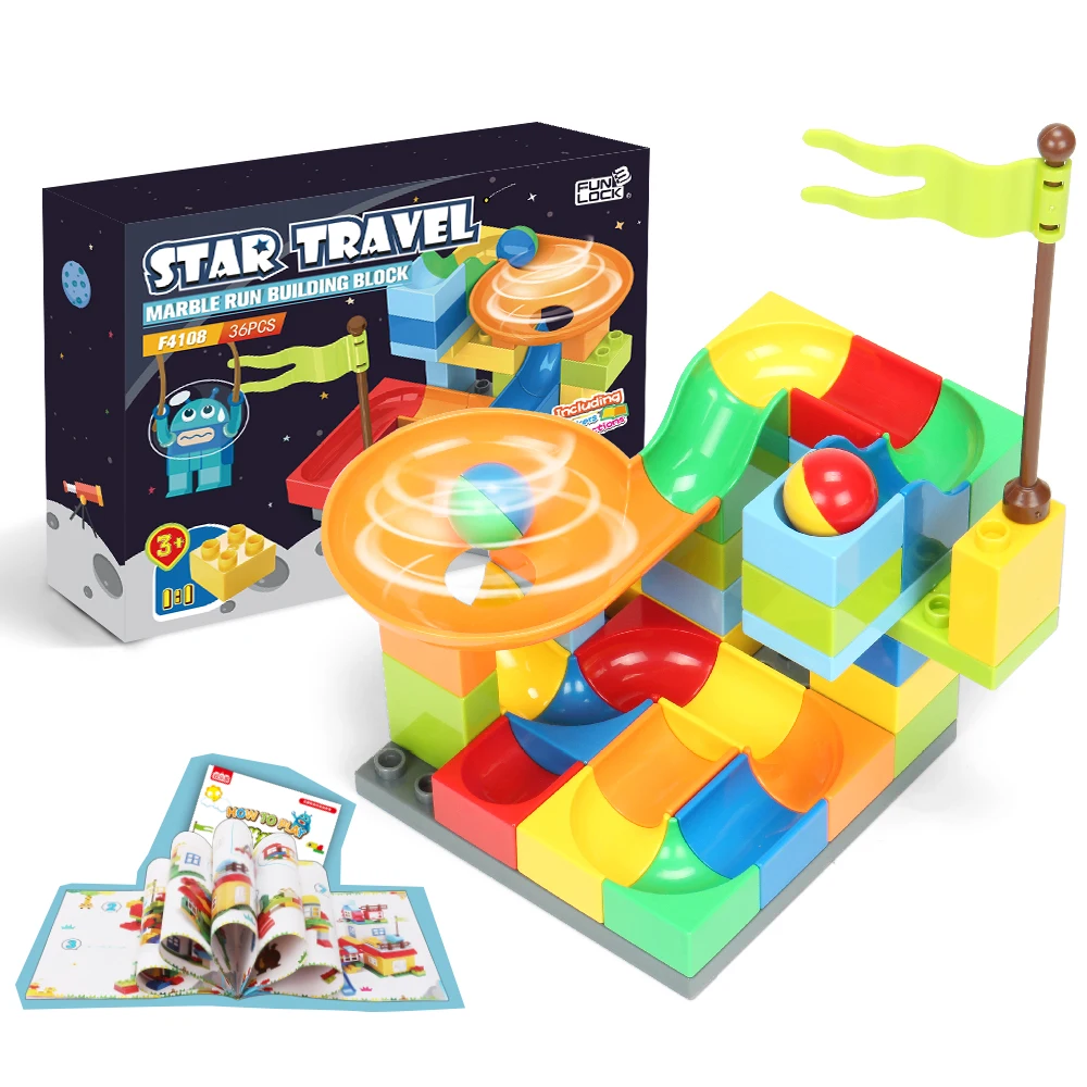 Plastic building toy 36P star traveller marble run blocks OEM  toys