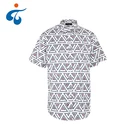 Modern design cheap fashion short sleeve geometric pattern printed pure cotton lifestyle shirts