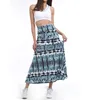 Yiwu Factory Sale Cheap High Elastic Waist Women Blue Tribal Tie Dye Printed Long Skirt