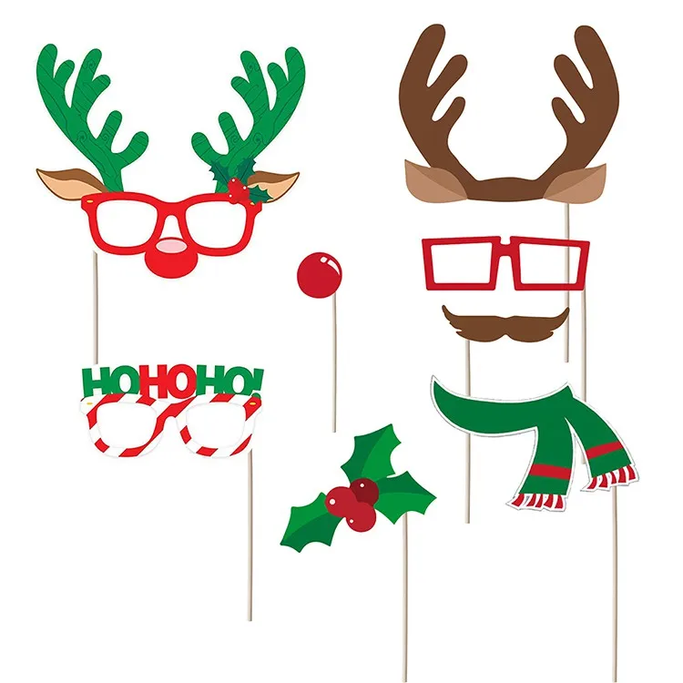 xmas santa party card masks photo booth props christmas