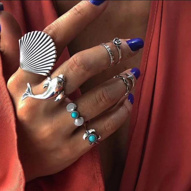 Fashion vintage ring boho variety ladies ring multi-element combination ring set national wind girl gift
Fashion vintage ring boho variety ladies ring multi-element combination ring set national wind girl gift