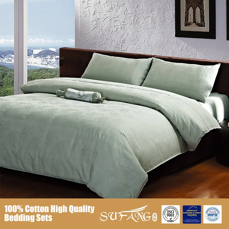 100 Cotton Latest Style Light Green Bedding Sets 4 Pieces/ Flat Sheet