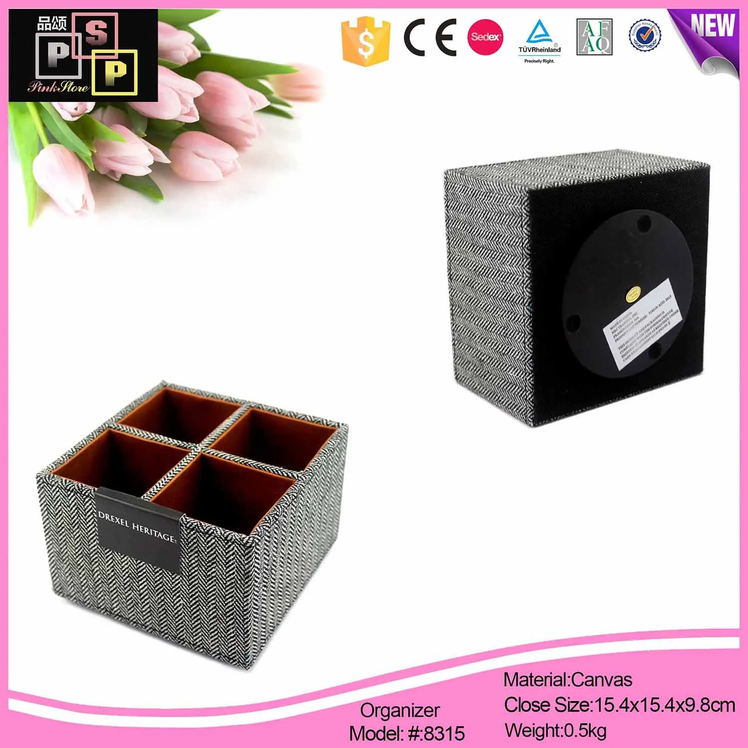 High-quality handmade black pu leather pen box8315