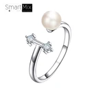 Adjustable 925 Sterling Silver Pearl Wedding Rings Jewellery