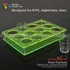 12 holes Transparent panel fluorescent green plate customized free stand acrylic beer glass cup rack
