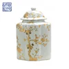 Good Products Painting Gold Flower Pattern Ceramic Ginger Jar White Porcelain Temple Jar