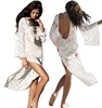 women dresses summer Vintage Boho Style Lace Crochet White Long Sleeve Maxi Dresses