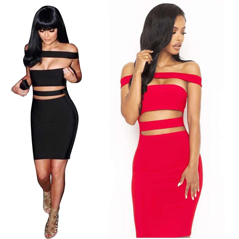 2019 Hot sale style off shoulder sleeveless bodycon two color sexy bandage dress, Black;red
2019 Hot sale style off shoulder sleeveless bodycon two color sexy bandage dress, Black;red