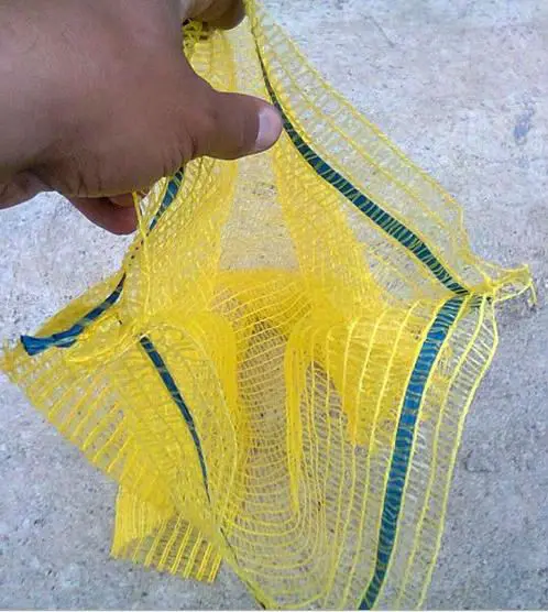 yellow raschel mesh bag