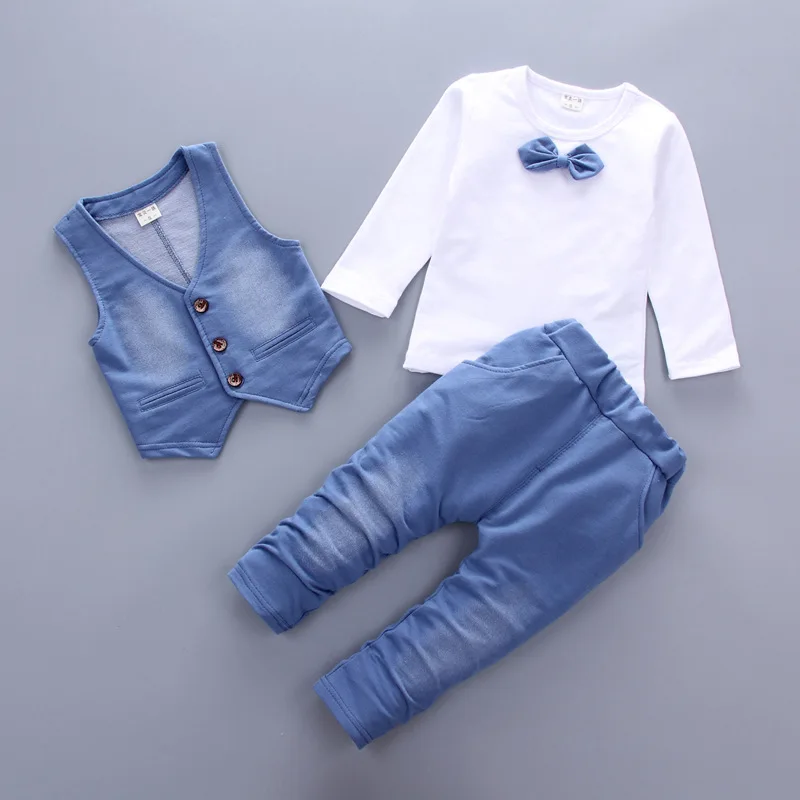 Hot sale Spring Autumn new fashion baby boy clothes 3pcs set denim style cotton with tie children clothing suit
Hot sale Spring Autumn new fashion baby boy clothes 3pcs set denim style cotton with tie children clothing suit