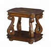 High end luxury home furniture hand carved antique solid wood bed side table for lamp
