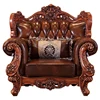 hot sale Quality antique classic European style solid wood carving leather sofa living room furniture set
