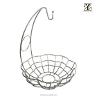 Natural beauty banana holder fruit display iron metal wire basket with hanging