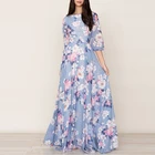 New stylish long sleeve Western design maxi dress women