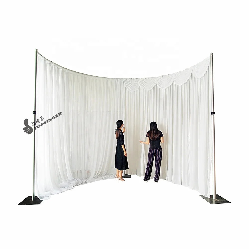Aluminum Telescopic Wedding Black Sheer Voile Curtain Church
