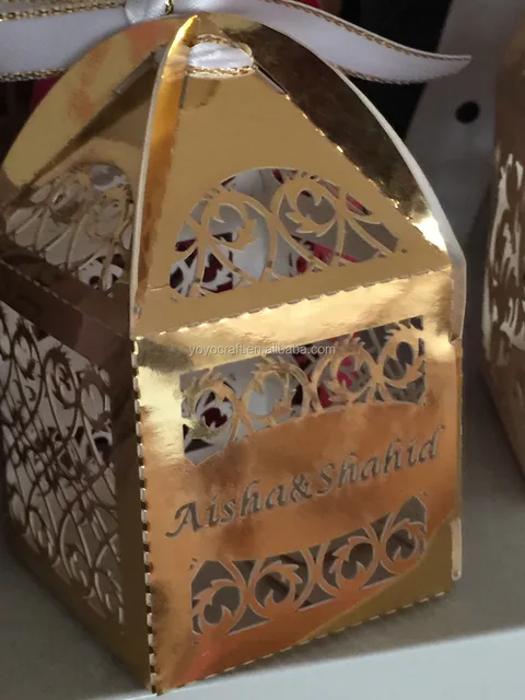 color laser cut wedding party favor gift boxes wedding paper