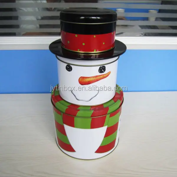 christmas gift snowman shape tin box for decoration