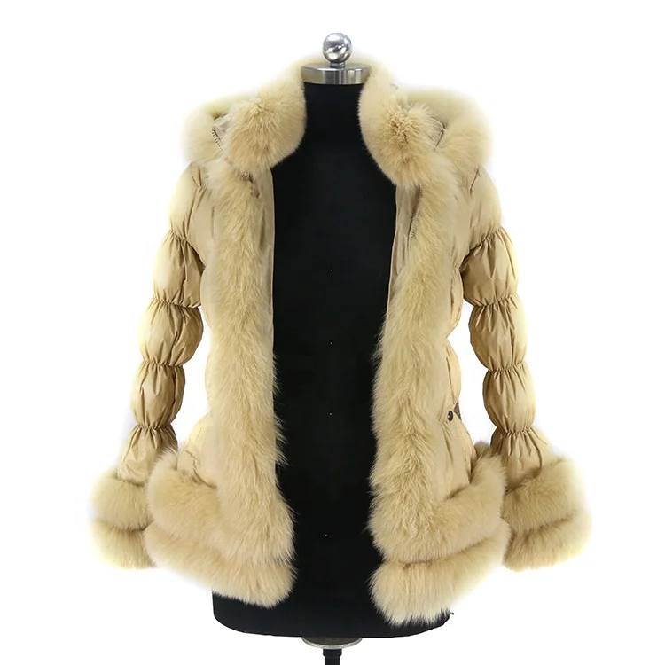 Wholesale New Style Winter Down Coat Triple Fox Fur Trim, Customized color 
Wholesale New Style Winter Down Coat Triple Fox Fur Trim, Customized color
