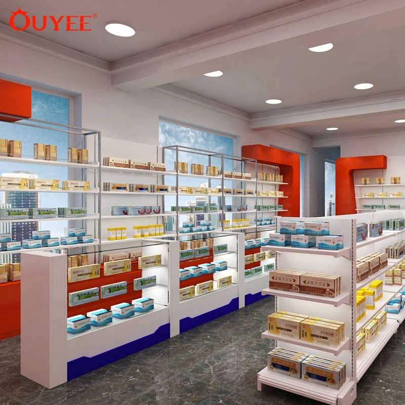Retail Medical Store Furniture Simple Modern Wooden Pharmacy Shop