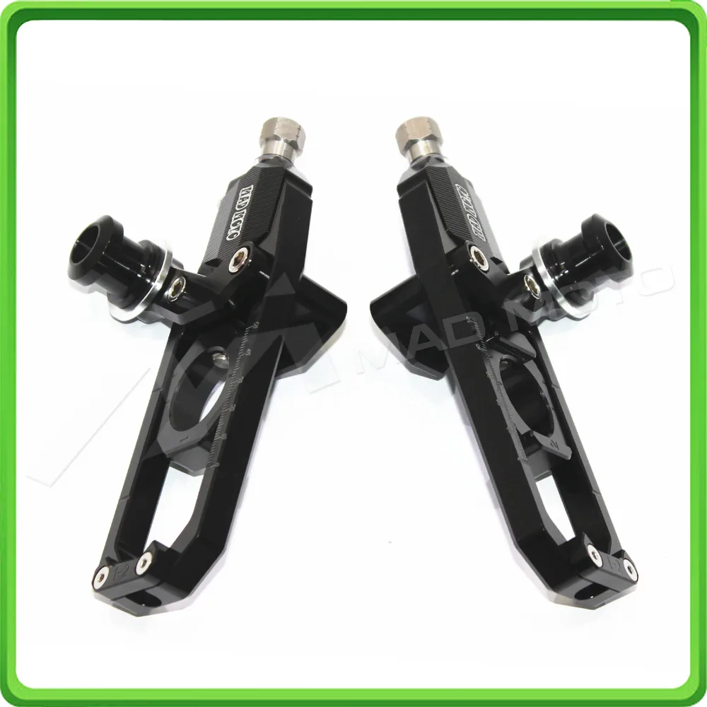 Motorcycle Chain Tensioner Adjuster with paddock bobbins kit for Yamaha R1 YZF-R1 2007 2008 2009 2010 2011 2012 2013 2014 Black (4)