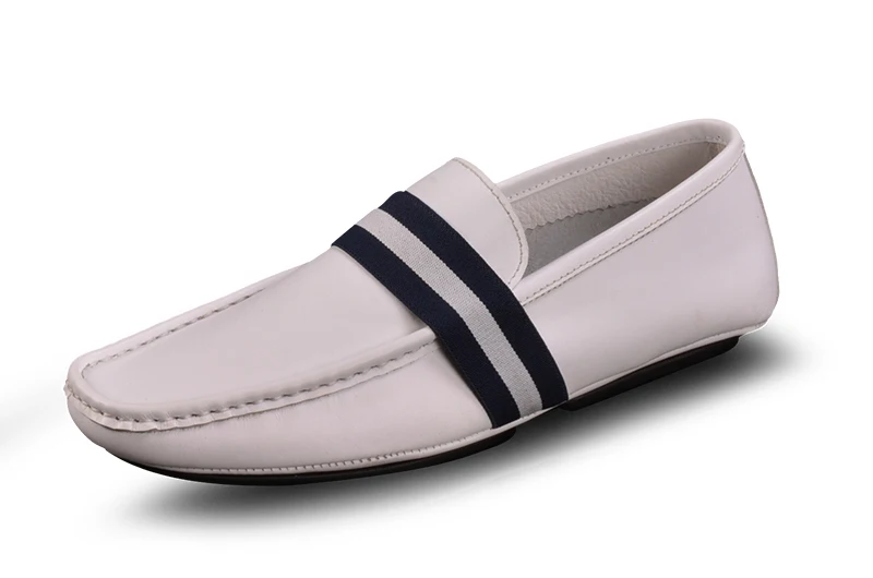 New 2015 summer style high top Italian fashion genuine leather shoes men white black loafers casual flats driving size:6-10ox421