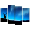 4 Panel Wholesale Framed Canvas Artwork Deer in the Dark Night Northern Lights Printed on Canvas Stretched For Home Decor