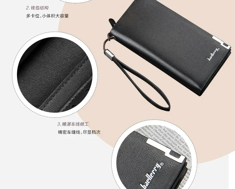 long purse business wallet pu leather purse wallet for men
