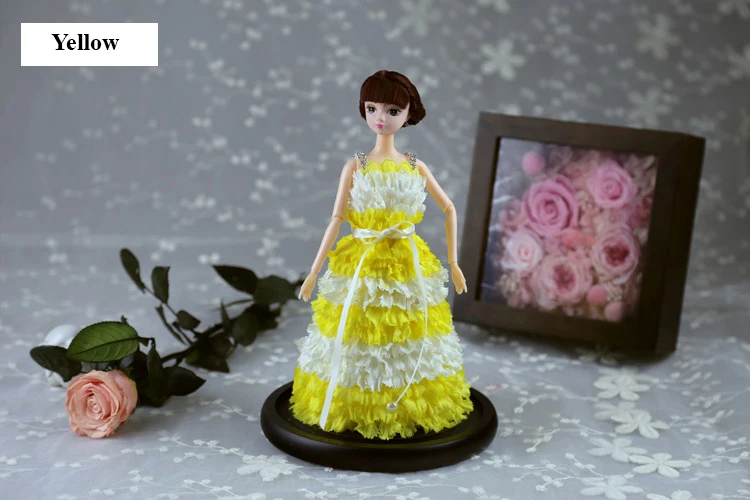 hot sale barbie doll in glass dome with wooden base for children