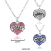 SENFAI factory wholesale metal gifts pink crystal heart nurse necklace