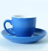 100ml Ceramic Porcelain Blue Color Glazed Espresso Cups and Saucers Sets