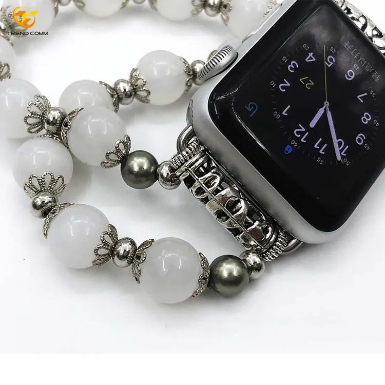 38mm 42mm White Bead Wristband Ladies Elastic Gemstone Bracelet For Apple Watch 1-6 
38mm 42mm White Bead Wristband Ladies Elastic Gemstone Bracelet For Apple Watch 1-6