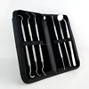 6 Pieces professional surgical grade stainless steel dental tool kits in black pu pouch