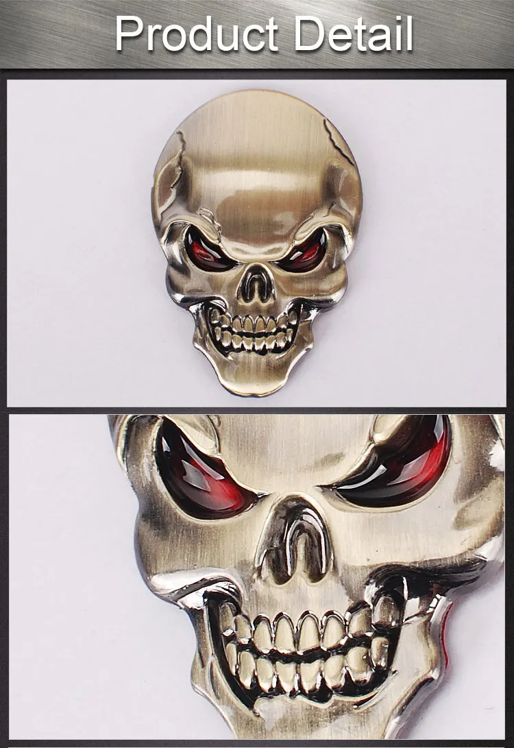 Skull auto sticker 3D chrome custom skull car emblem